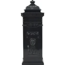 vidaXL Markpostlåda vintage stil rostfri aluminium svart