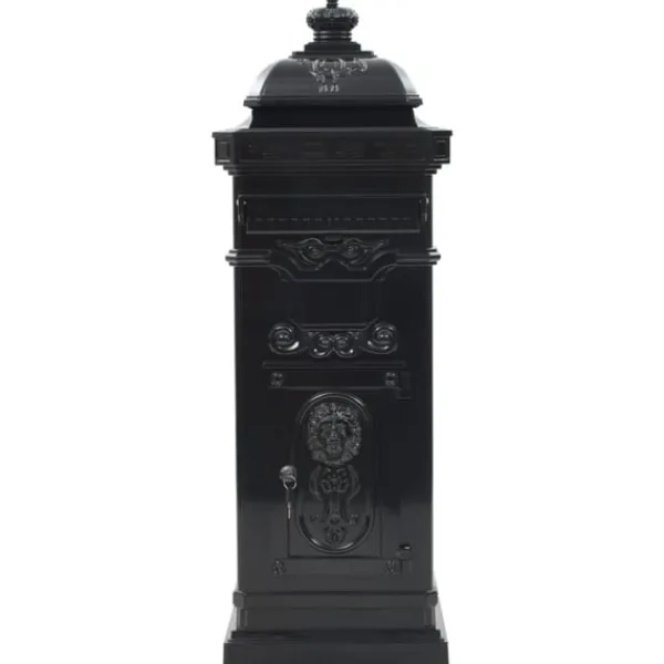 vidaXL Markpostlåda vintage stil rostfri aluminium svart