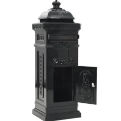 vidaXL Markpostlåda vintage stil rostfri aluminium svart
