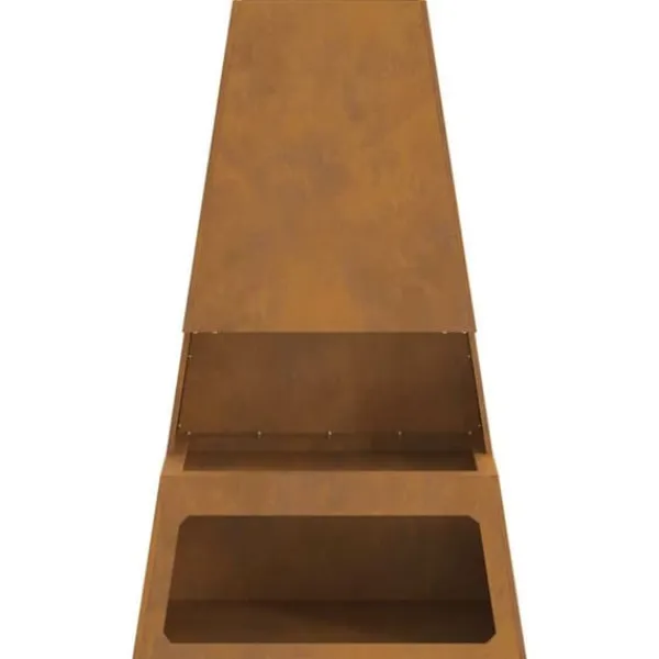 Best Medelstor konformad eldstad i Corten-stål med vedförvaring | Storlek: 60x35x100 cm | Färg: Brun Vedeldade Kaminer