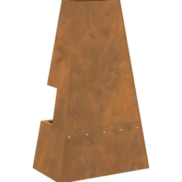 Best Medelstor konformad eldstad i Corten-stål med vedförvaring | Storlek: 60x35x100 cm | Färg: Brun Vedeldade Kaminer