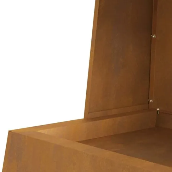 Best Medelstor konformad eldstad i Corten-stål med vedförvaring | Storlek: 60x35x100 cm | Färg: Brun Vedeldade Kaminer