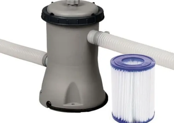 Clearance Mega Stor Inflaterbar Pool i Ratanlook med Filterpump, Stege & Skydd - Perfekt för Sommarunderhållning Pooler