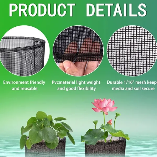 Hot Mesh Aquatic Plant Pot - Set om 4 för vattenträdgårdar Round shape Vattenväxter