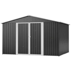 Hot Metall redskapsbod 300×252×191 cm, XXXL med sadeltak – trädgårdsförråd/lager, antracit Skjul, Garage & Carports
