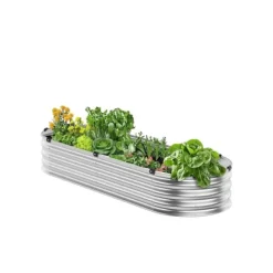 Discount Metall Upphöjd Trädgårdssäng 4x2x1ft, Utomhusplanteringslåda, Galvaniserad, Silverfärgad Planteringsbänkar