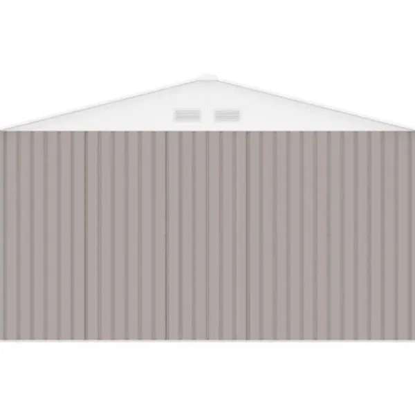 Metallisk trädgårdsförråd 12,99 m² - 340 x 382 x 210 cm - NEPTUNE - Ankar kit inkluderat, 2 skjutdörrar - Taupe