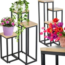 Best Metallställ för blommor och växter, hyllplan med 3 nivåer, loft 68 Växtställ