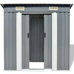 New Metallträdgårdsbod för förvaring - Galvaniserad konstruktion | Färg: Grå | Storlek: Standard Skjul, Garage & Carports