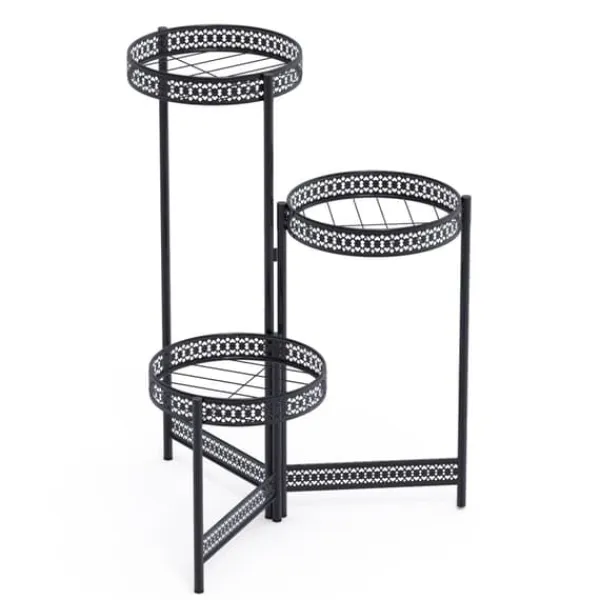 Sale Metallväxtställ, hopfällbart, högt blomkruksställ, 4 TierBlack Krukor & Växtbehållare