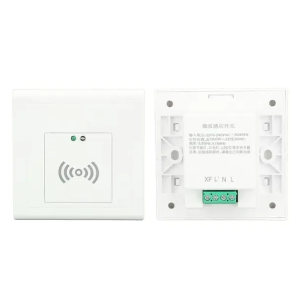 New Mikrovågssensor ljusströmbrytare 86 panel, justerbar 360 grader, trappsensor, 220-240V Sensorer Till Säkerhetssystem