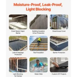 Online 4Mil Plastfolierulle, 3x50 FT, Tungt Duty Polyeten, Svart Markduk & Fiberduk