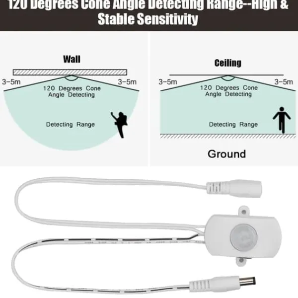 Mini PIR Infraröd rörelsesensorswitch för LED Strip - Vit, 5A, DC 6-24V