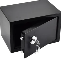 Mini Safe, 4,6 liters kapacitet, mekaniskt lås, 3 nycklar ingår, hållbar Q235 stål, väggmonterbar