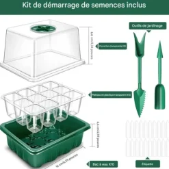 Online Mini växthus för växter - Sädesplåt - Mini växthus för sådd - 10 st 12-cellers såddsplattor, med upphöjda lock, 2 verktyg Kit För Växt- & Örtplantering