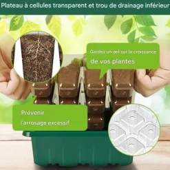 Online Mini växthus för växter - Sädesplåt - Mini växthus för sådd - 10 st 12-cellers såddsplattor, med upphöjda lock, 2 verktyg Kit För Växt- & Örtplantering