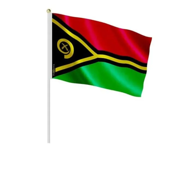 Miniatyrflagga - Vanuatu - 14 x 21 cm - Hållbar Polyester - Tryck Framsidan/Baksidan - Flerfärgad