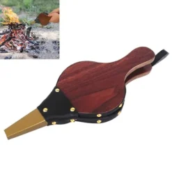 Mini-spis med trämönster och luftbälg med upphängningsrem för grill- och campingspis