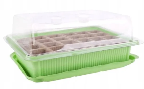 Discount Miniväxthus med två brickor på 27x20x11 cm för plantor Kit För Växt- & Örtplantering