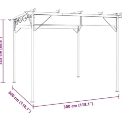 Hot Mångsidig pergola med infällbart tak i taupe | Storlek: 3x3 m | Material: Stål 180 g/m² Valvbågar, Spaljéer, Bersåer & Pergolor