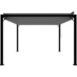 Modern paviljong med lamelltak - Uteplatsöverdrag | Färg: Antracit | Storlek: 3x4 m