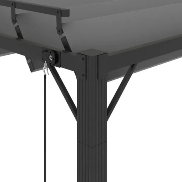 Modern paviljong med lamelltak - Uteplatsöverdrag | Färg: Antracit | Storlek: 3x4 m