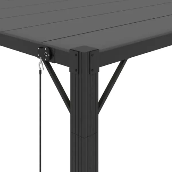 Modern paviljong med lamelltak - Uteplatsöverdrag | Färg: Antracit | Storlek: 3x4 m