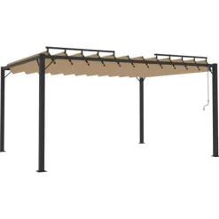 Discount Modern paviljong med lamelltak 3x4 m | Färg: Taupe | Material: Tyg och aluminium Valvbågar, Spaljéer, Bersåer & Pergolor