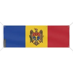 Moldaviens flagga banner 8 öljetter 50x150 cm