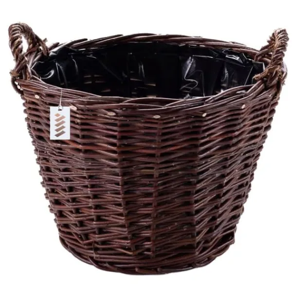 Clearance Mörk rottingkorg för skörd av frukt, grönsaker, potatis, blomkruka, rökt ballong, 45 cm, utan insats Trädgårdskorgar