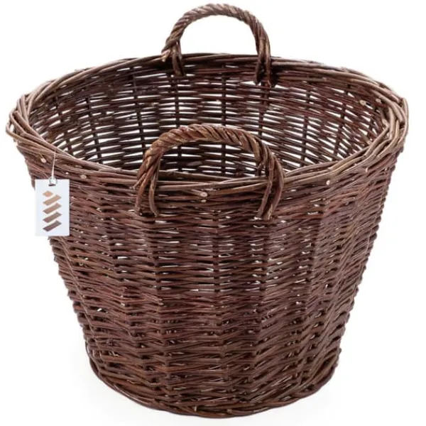 Clearance Mörk rottingkorg för skörd av frukt, grönsaker, potatis, blomkruka, rökt ballong, 45 cm, utan insats Trädgårdskorgar