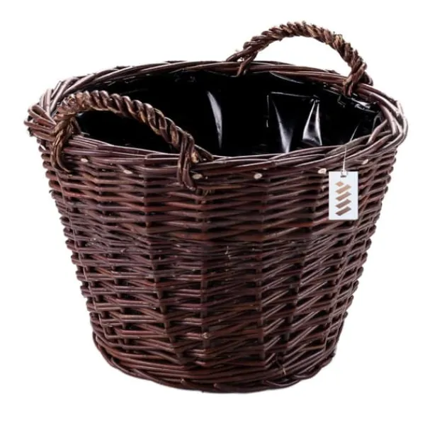 Sale Mörk rottingkorg för skörd av frukt, grönsaker, potatis, blomkruka, rökballong, 30 cm, utan insats Trädgårdskorgar