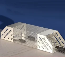 Möss fångstbur Rostfritt stål helautomatisk dubbeldörrdesign Känslig musfällabur för inomhusbruk