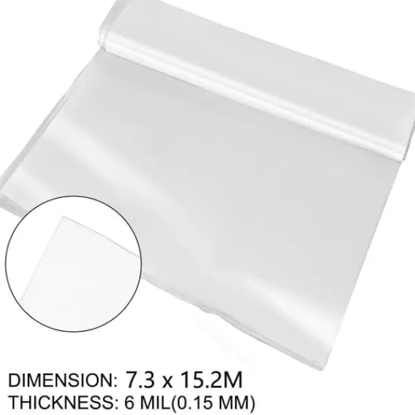 7,3Mx15,2Mx0,15MM polyeten växthusfilm, utmärkt styrka och seghet, UV-beständig, lång livslängd, lätt att göra-det-själv Växthus