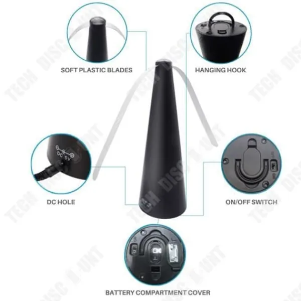 Outlet Myggavvisande fläkt - TD® - Multifunktionell - Ultra-tyst - 25x9cm - Svart Insektsmedel & Djuravvisande Medel
