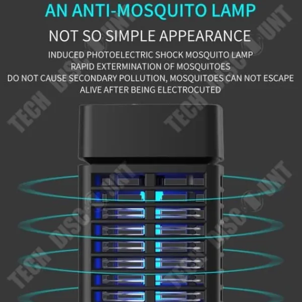 Myggavvisande lampa - TD® - LED - Svart - Elektrisk stöt - Ultrasound