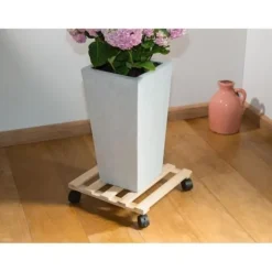 Clearance NATURE Växtställ på hjul - Gran - H7,4 x 35 x 35 cm Växtställ