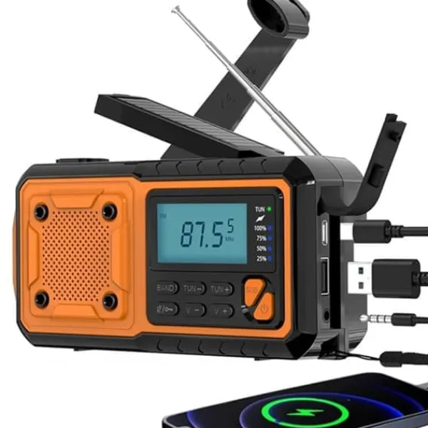 Hot Nödradio 4000mAh - AM/FM/SW handvevad radio med solceller USB, ficklampa, läslampa, SOS-larm, lämplig för camping, vandring och nödberedskap Beredskapsplaner