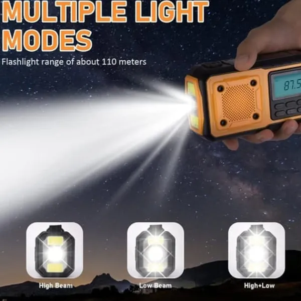 Hot Nödradio 4000mAh - AM/FM/SW handvevad radio med solceller USB, ficklampa, läslampa, SOS-larm, lämplig för camping, vandring och nödberedskap Beredskapsplaner