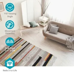 Nedis SmartLife Inomhus Kamera | 3MP Full HD 1296p | microSD (ingår inte) / Molnlagring (tillval) / Onvif | Med rörelsesensor | Nattsikt | Vit Säkerhetsmonitorer & Videokameror