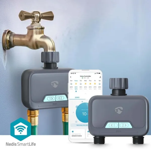 Online Nedis SmartLife Vattenkontroll | Bluetooth® | Batteridriven | IP54 | Maximalt vattentryck: 8 Bar | Android™ / IOS Bevattning