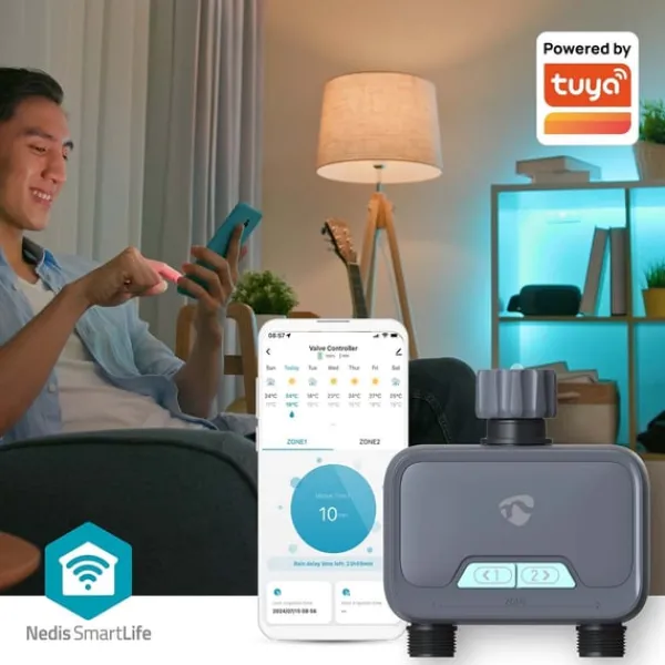 Online Nedis SmartLife Vattenkontroll | Bluetooth® | Batteridriven | IP54 | Maximalt vattentryck: 8 Bar | Android™ / IOS Bevattning
