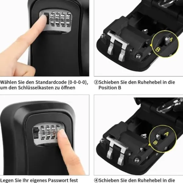 Clearance Nyckelskåp med digital kod, externt nyckelskåp, väggmonterad nyckellåda med 4-siffrig kod, externt nyckelskåp, nyckelgömställe, nyckelskåp, nyckelskå | CDON Kassaskåp