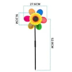 OBOSOE 4 st Trädgårdspinnar - Glitter Solros Vindspel, Plast Regnbåge Pinwheel, DIY Vindkvarn till Trädgård, Balkong & Utomhusdekoration
