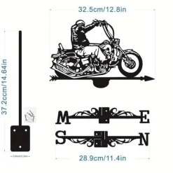 OBOSOE 1 stycke retro vindfläkt, metallsilhuett av en motorcykelryttare, vindriktningsindikator, gårdstak, terrass, gräsmatta, gårdsdek Vinddekoration