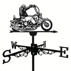 OBOSOE 1 stycke retro vindfläkt, metallsilhuett av en motorcykelryttare, vindriktningsindikator, gårdstak, terrass, gräsmatta, gårdsdek Vinddekoration