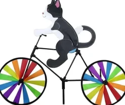Best OBOSOE Vindsnurra med cyklande katt – 3D trädgårdsdekoration för utomhusbruk Vinddekoration
