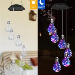 Sale OBOSOE Bulb Solar Festival Vindklockor, Färgförändring Vindklockor Utomhus Inomhusdekoration, Led Ljus för Balkong, Sovrum, Party, Gård, Fönster, Vinddekoration
