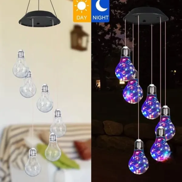 Sale OBOSOE Bulb Solar Festival Vindklockor, Färgförändring Vindklockor Utomhus Inomhusdekoration, Led Ljus för Balkong, Sovrum, Party, Gård, Fönster, Vinddekoration