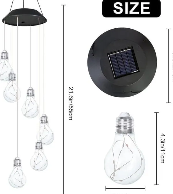 Sale OBOSOE Bulb Solar Festival Vindklockor, Färgförändring Vindklockor Utomhus Inomhusdekoration, Led Ljus för Balkong, Sovrum, Party, Gård, Fönster, Vinddekoration